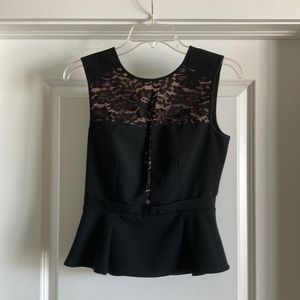 EUC - BCBG black peplum top, XS